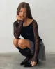 Rory Long Sleeve Lace Top in Black sold by Motel Rocks