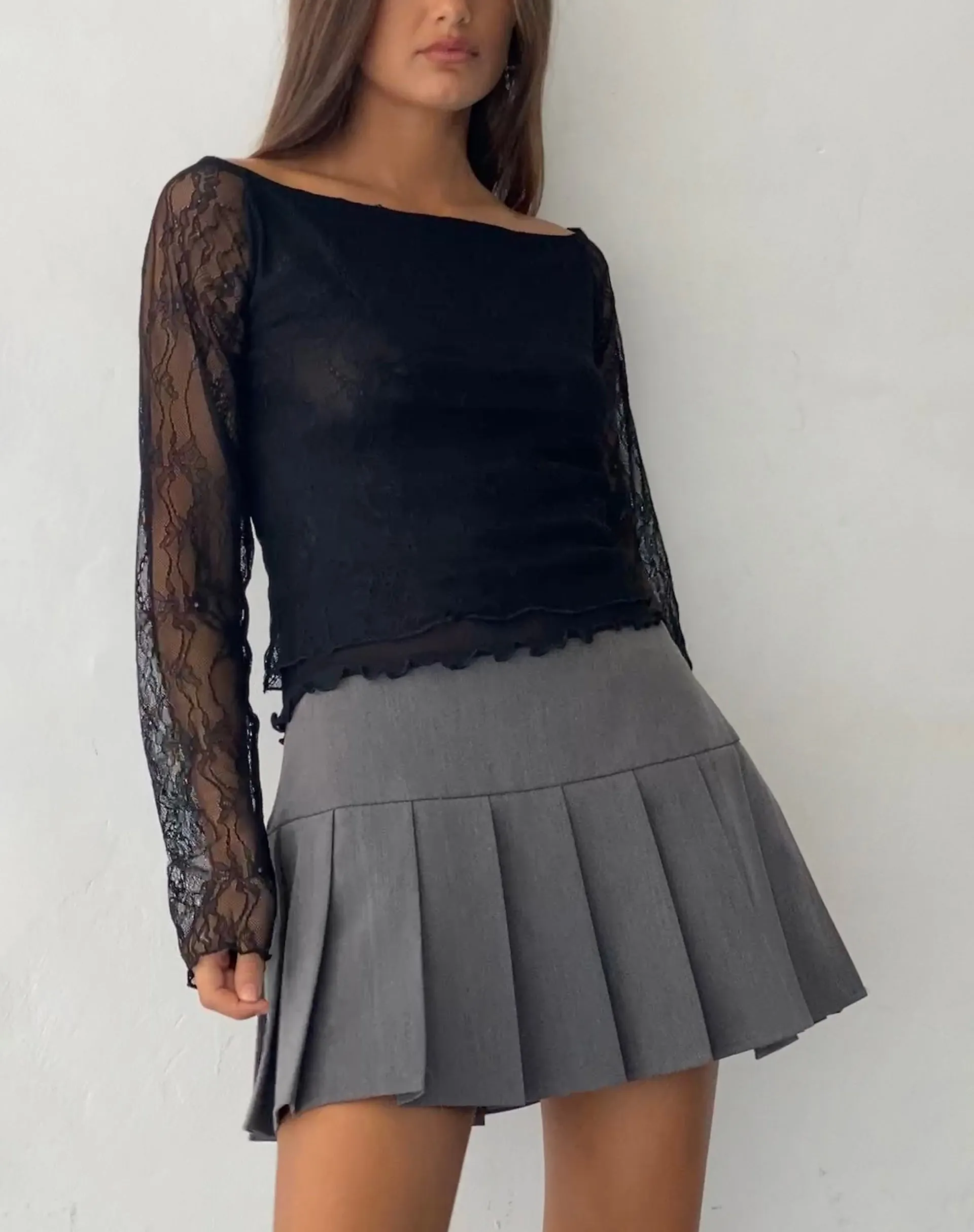 Rory Long Sleeve Lace Top in Black sold by Motel Rocks product image thumbnail 3