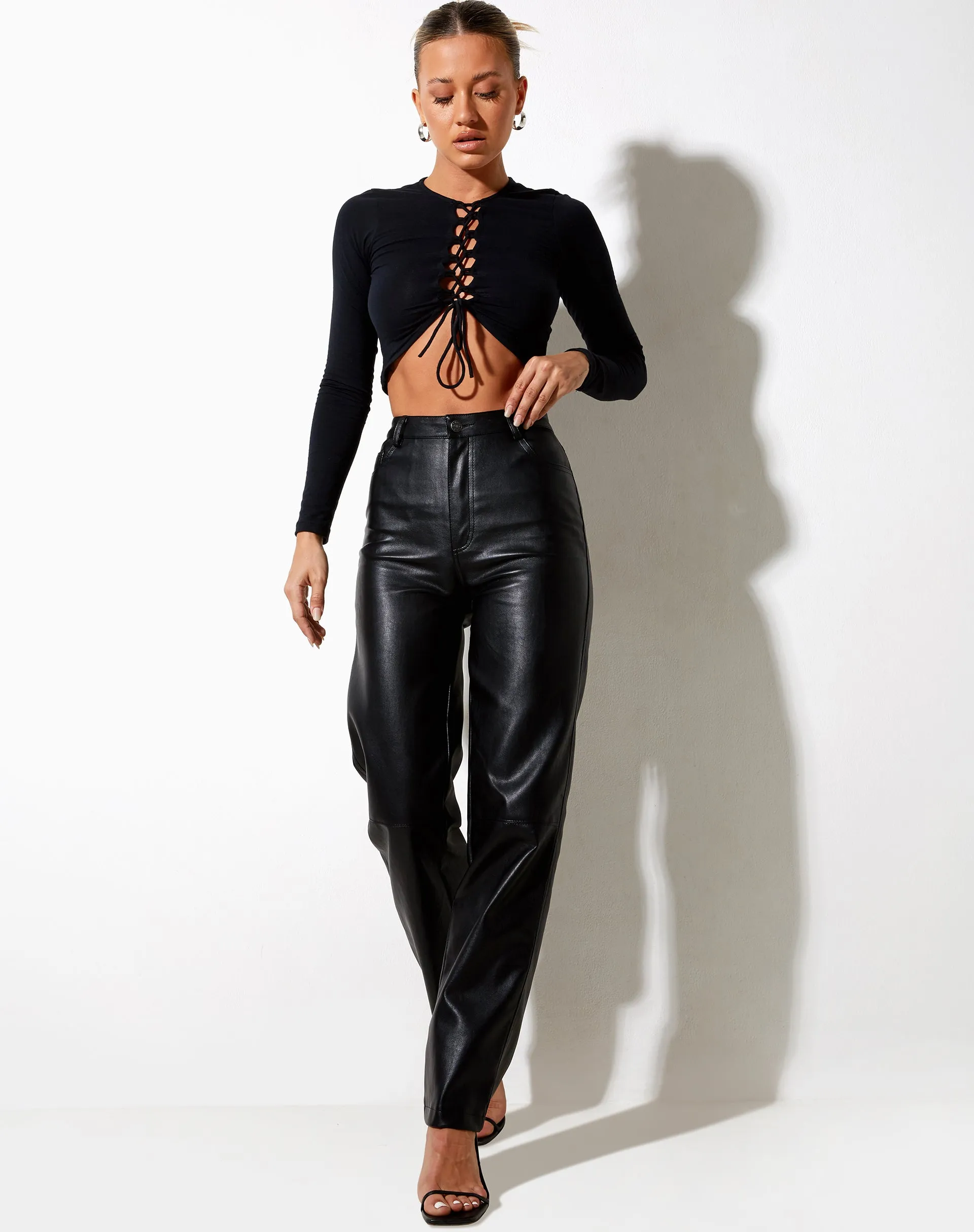 Gisy Crop Top in Lycra Black sold by Motel Rocks product image thumbnail 5