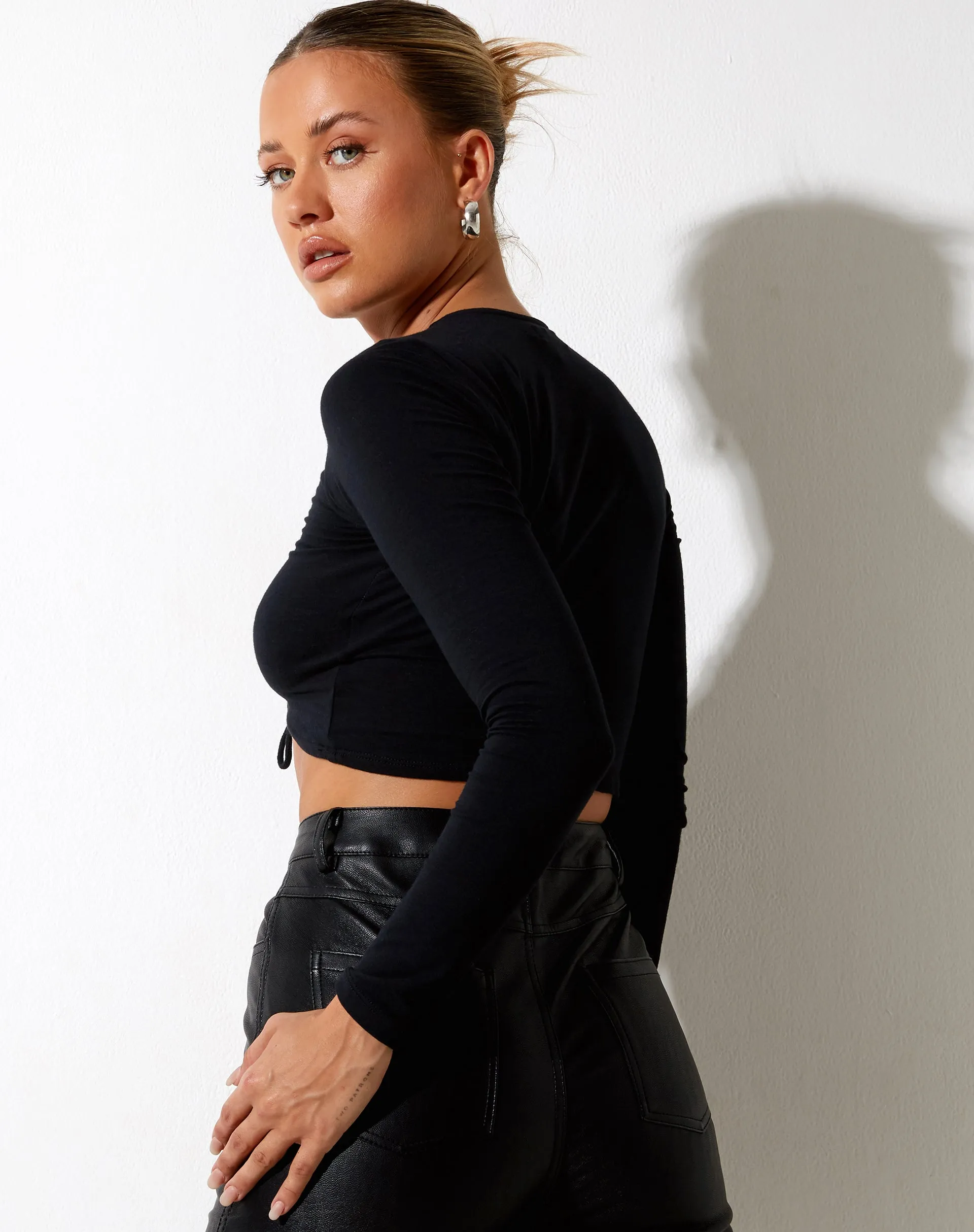 Gisy Crop Top in Lycra Black sold by Motel Rocks product image thumbnail 4