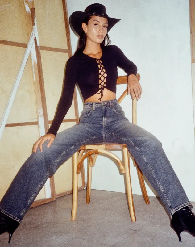 Gisy Crop Top in Lycra Black sold by Motel Rocks