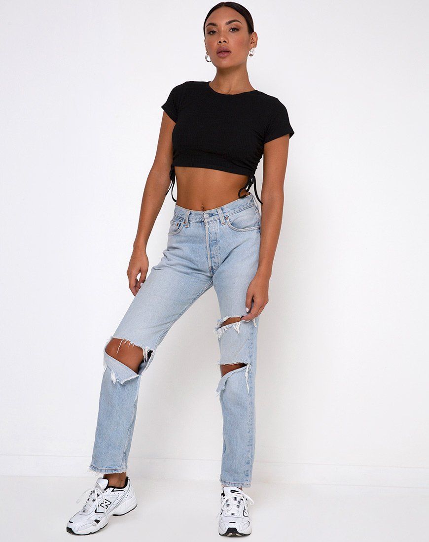 Tiner Crop Top in Rib Black sold by Motel Rocks product image thumbnail 3