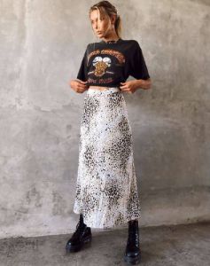 Sash Maxi Skirt in Sand Leopard sold by Motel Rocks