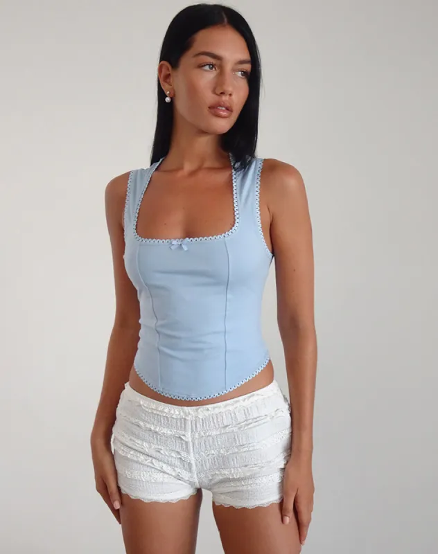 Jinisa Corset Top in Nantucket Blue sold by Motel Rocks