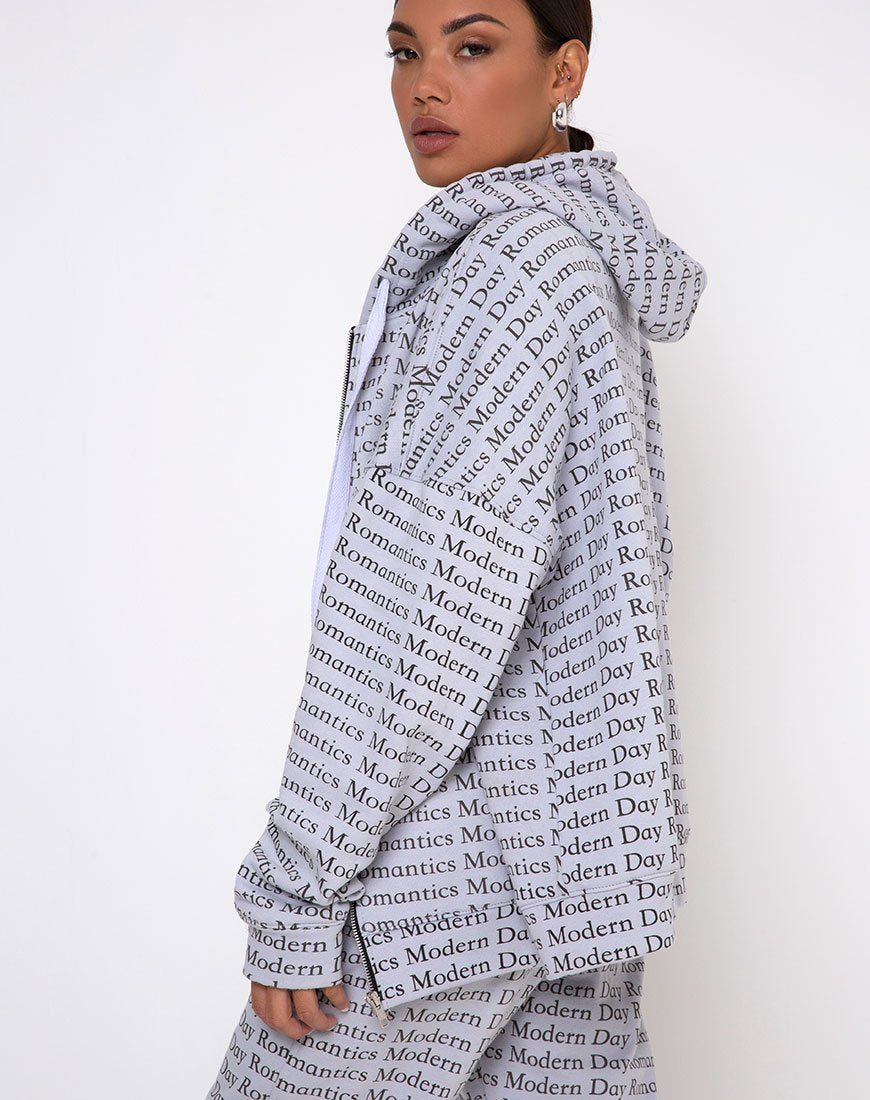 Hollack Hoody in Modern Day Romantics Grey sold by Motel Rocks product image thumbnail 3