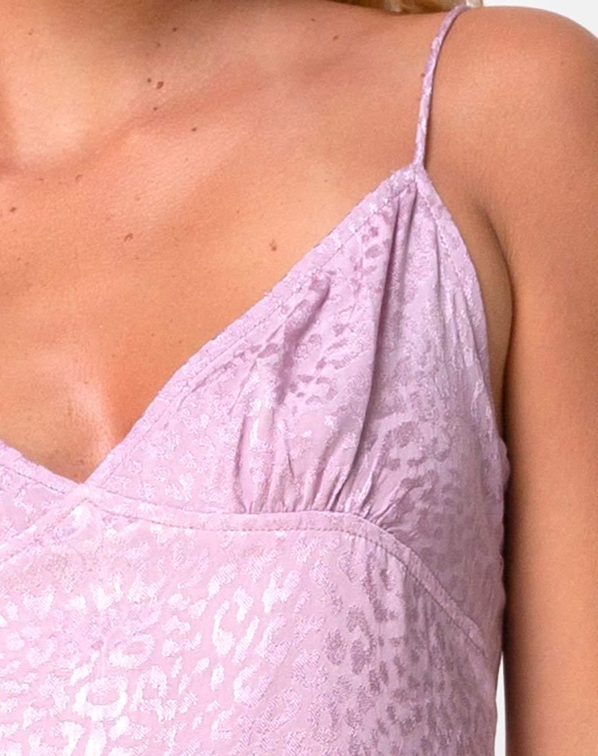 Gaela Slip Dress in Satin Cheetah Dusky Lilac sold by Motel Rocks product image thumbnail 5