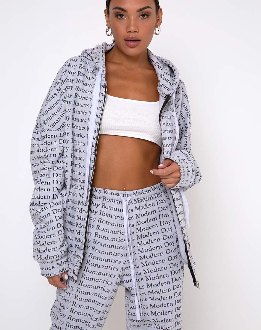 Hollack Hoody in Modern Day Romantics Grey sold by Motel Rocks product image thumbnail 2