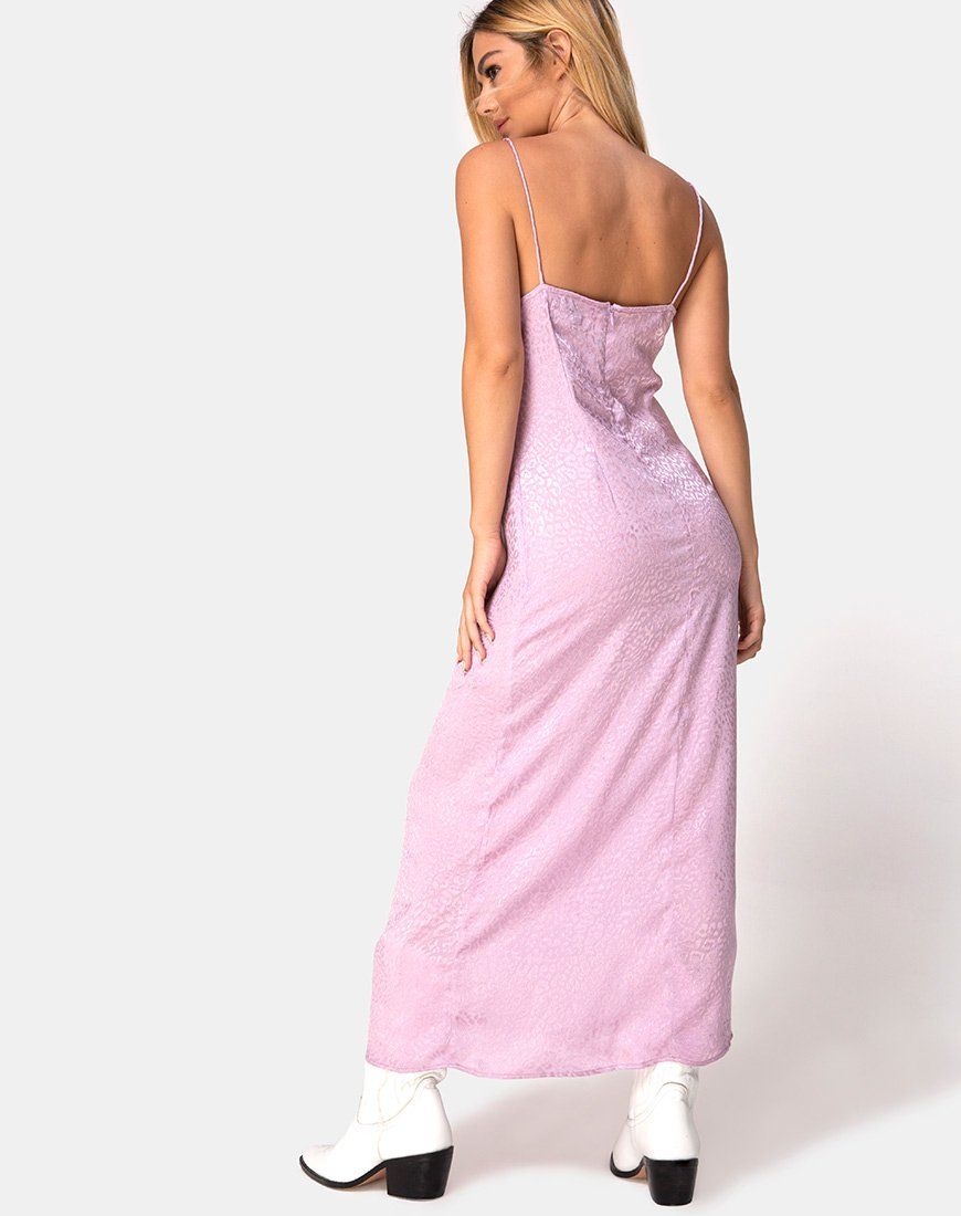 Gaela Slip Dress in Satin Cheetah Dusky Lilac sold by Motel Rocks product image thumbnail 4