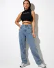 Quera Crop Top in Black 'Cross My Heart' Embro sold by Motel Rocks