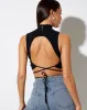 Quera Crop Top in Black 'Cross My Heart' Embro sold by Motel Rocks