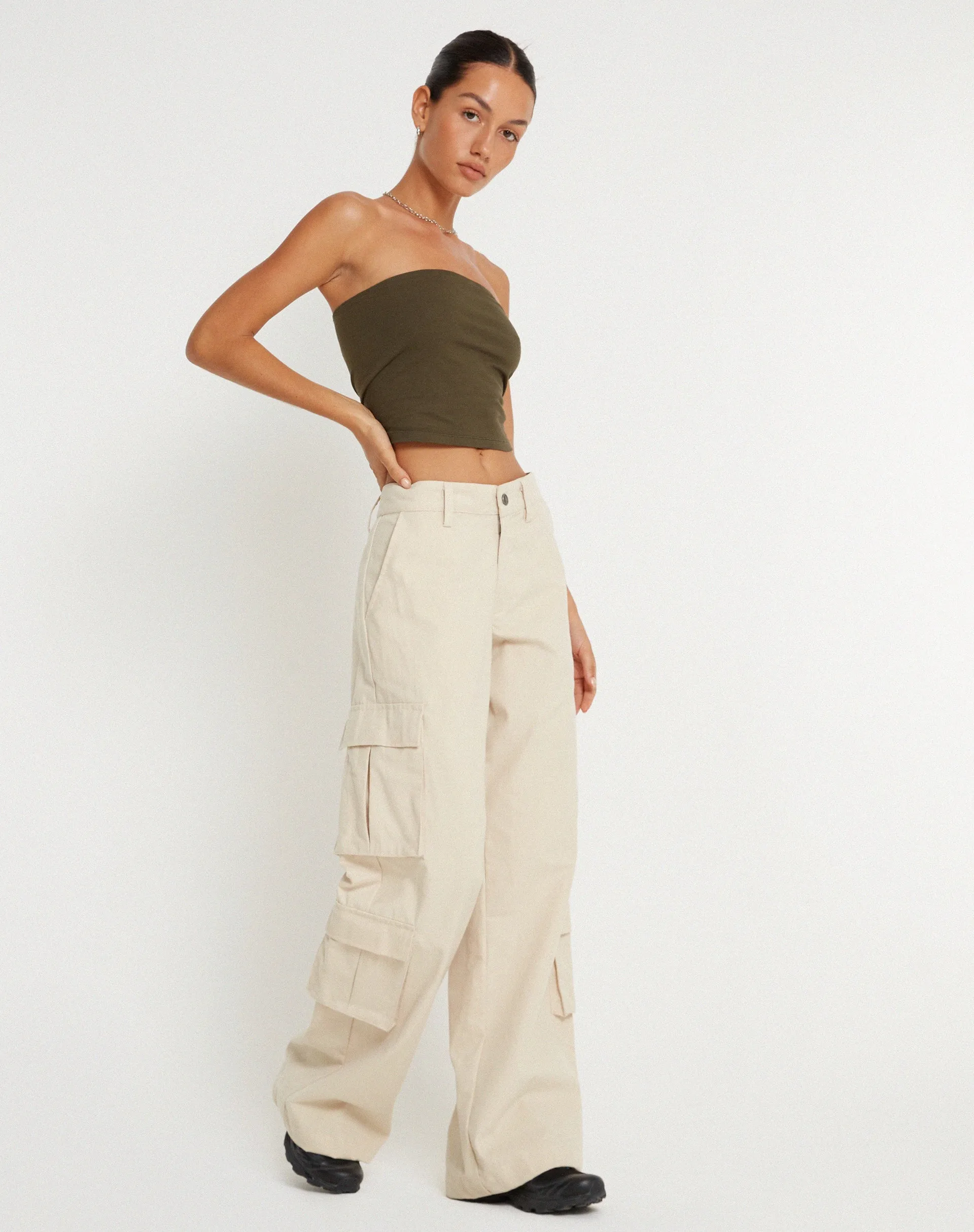 Shan Wide Leg Trouser in Ecru sold by Motel Rocks product image thumbnail 4
