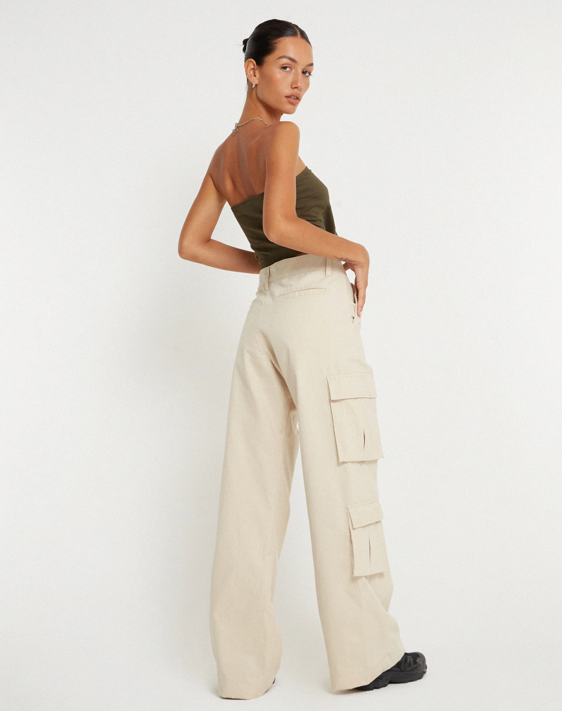 Shan Wide Leg Trouser in Ecru sold by Motel Rocks product image thumbnail 2