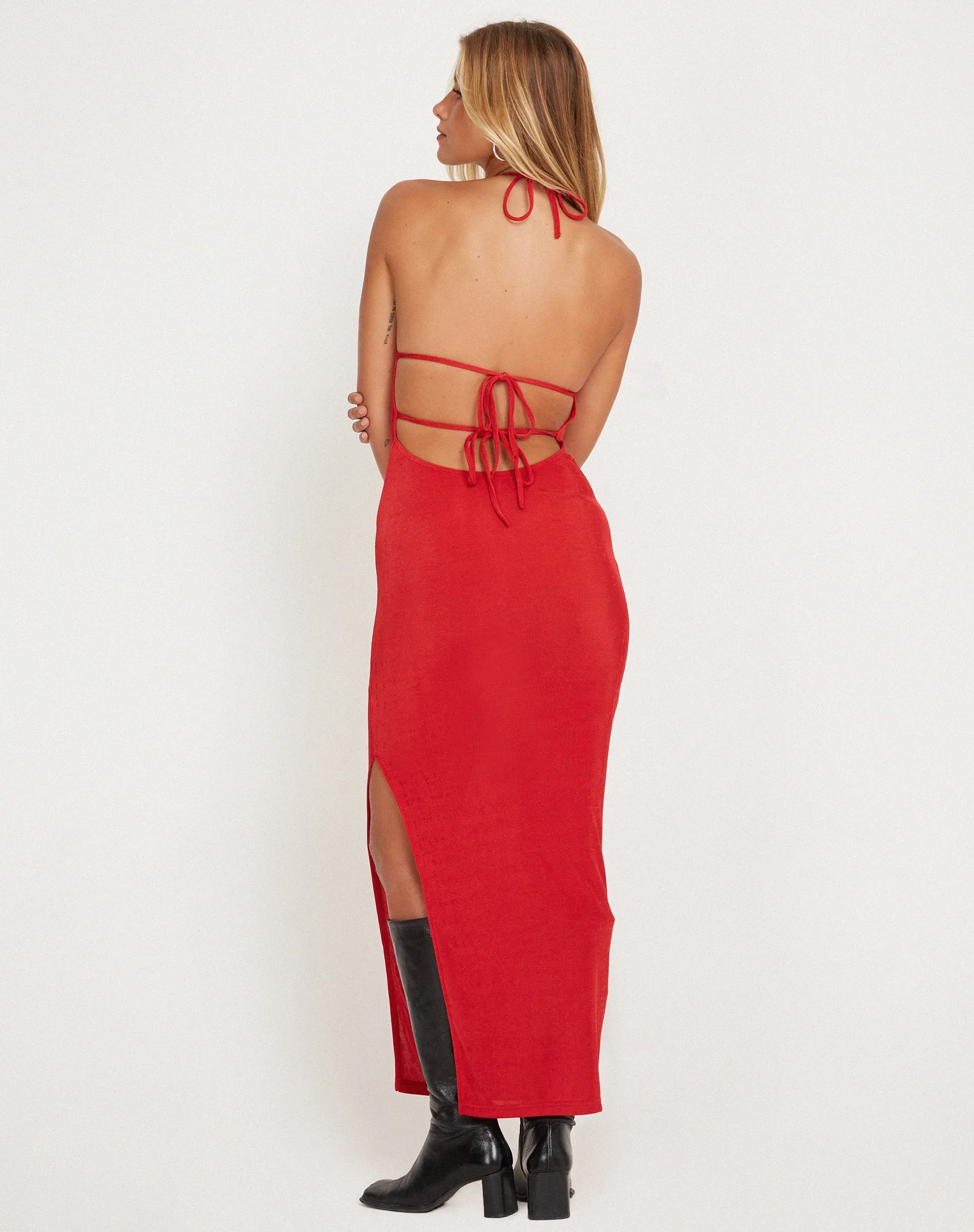 Virnilia Halterneck Maxi Dress in Red sold by Motel Rocks product image thumbnail 3