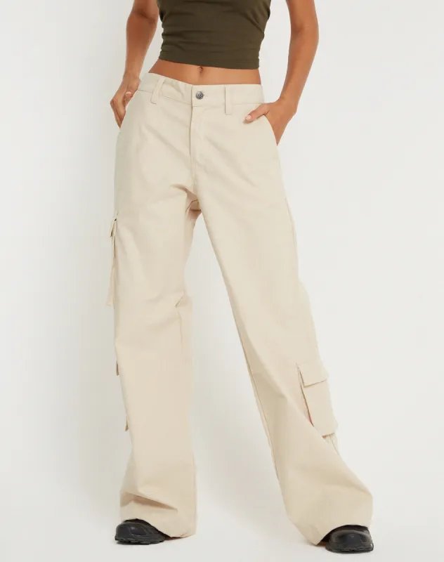 Shan Wide Leg Trouser in Ecru made by Motel Rocks