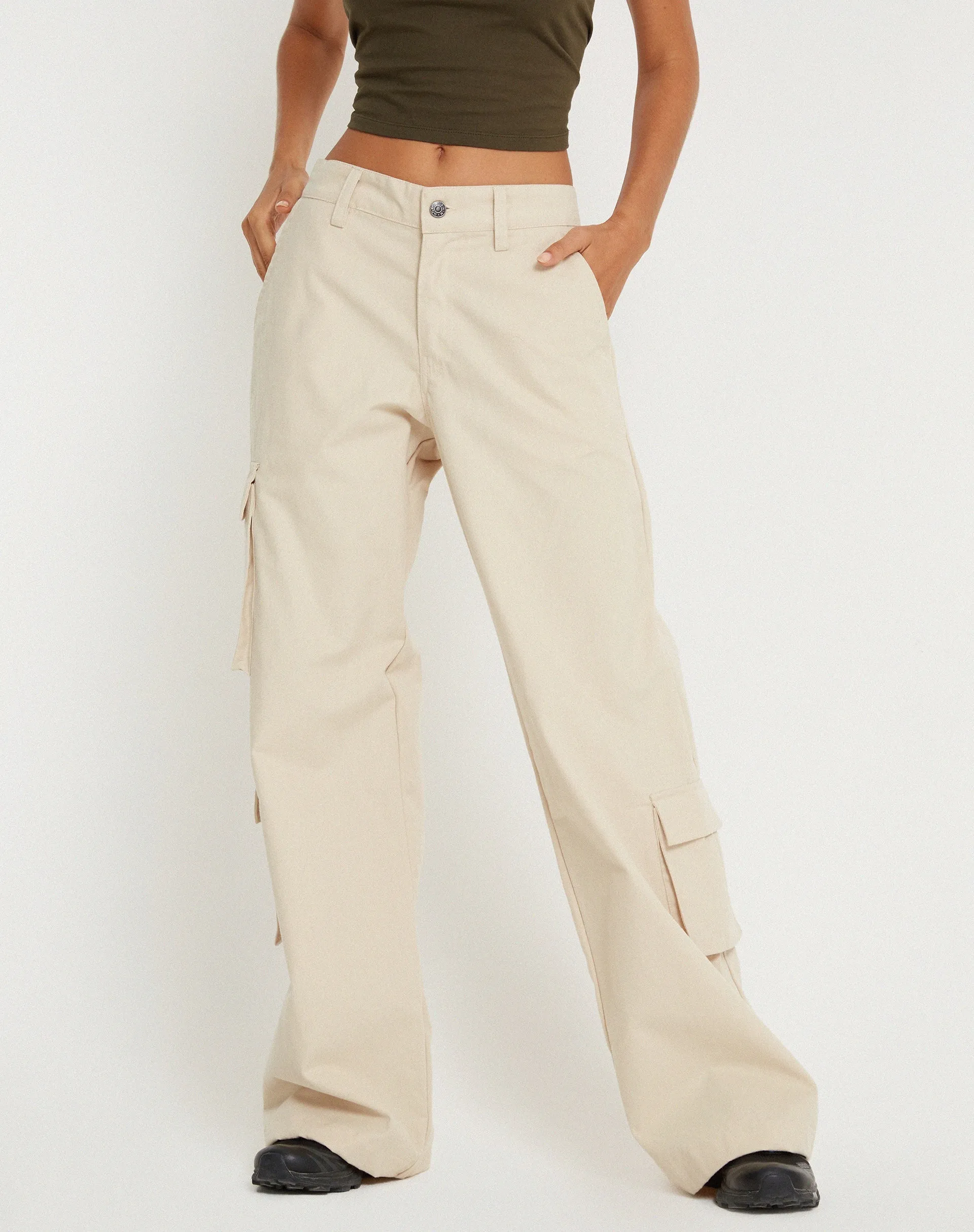 Shan Wide Leg Trouser in Ecru sold by Motel Rocks