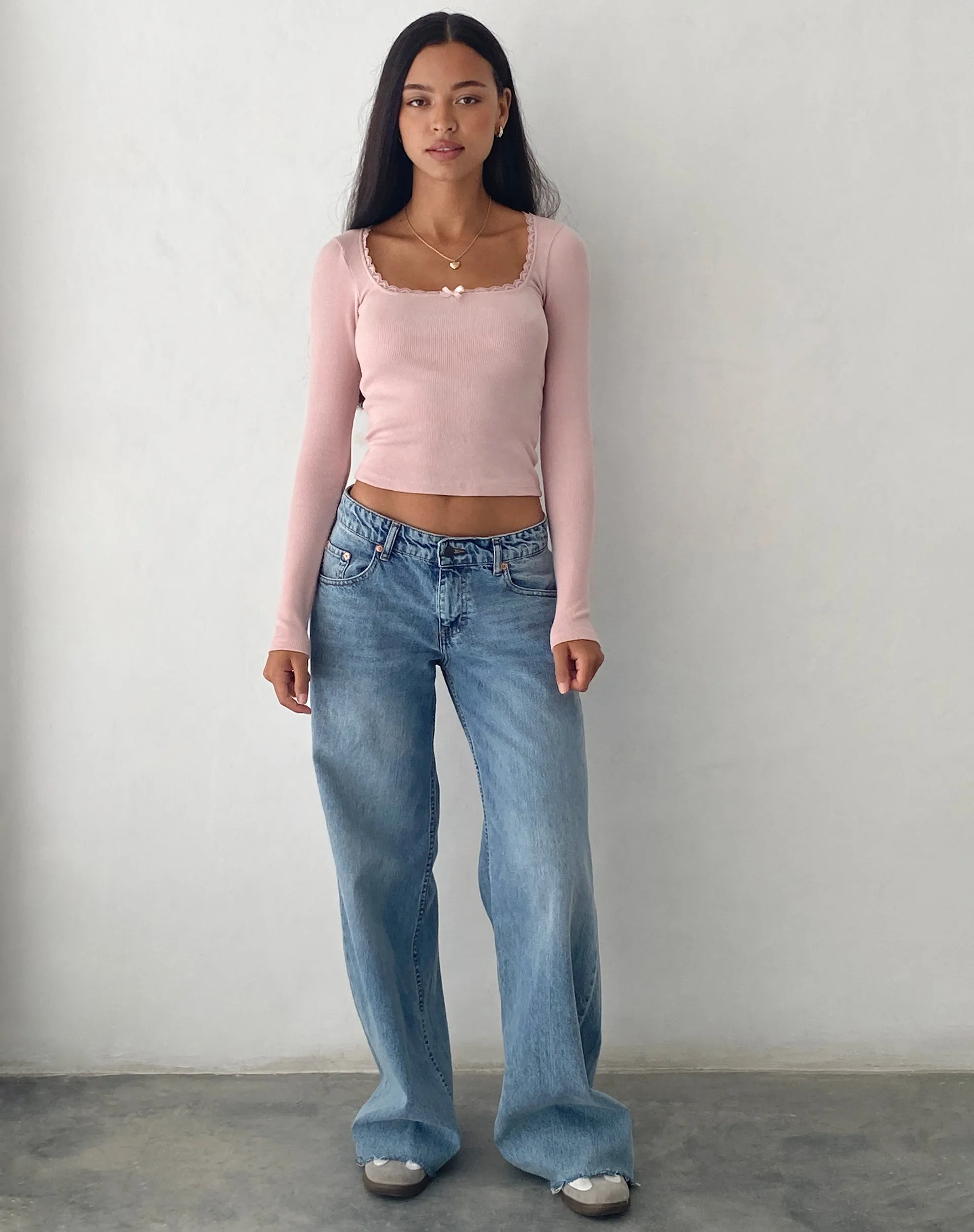 Bovita Long Sleeve Top in Rib Pink sold by Motel Rocks product image thumbnail 3