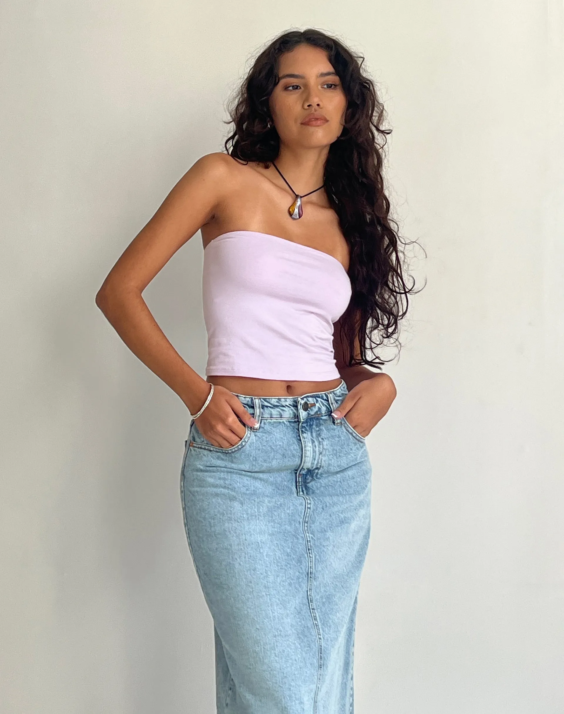Shae Bandeau Top in Soft Lilac sold by Motel Rocks