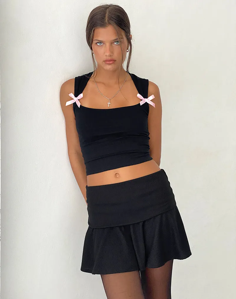 Jiniso Crop top in Black with Pink Bows sold by Motel Rocks product image thumbnail 4