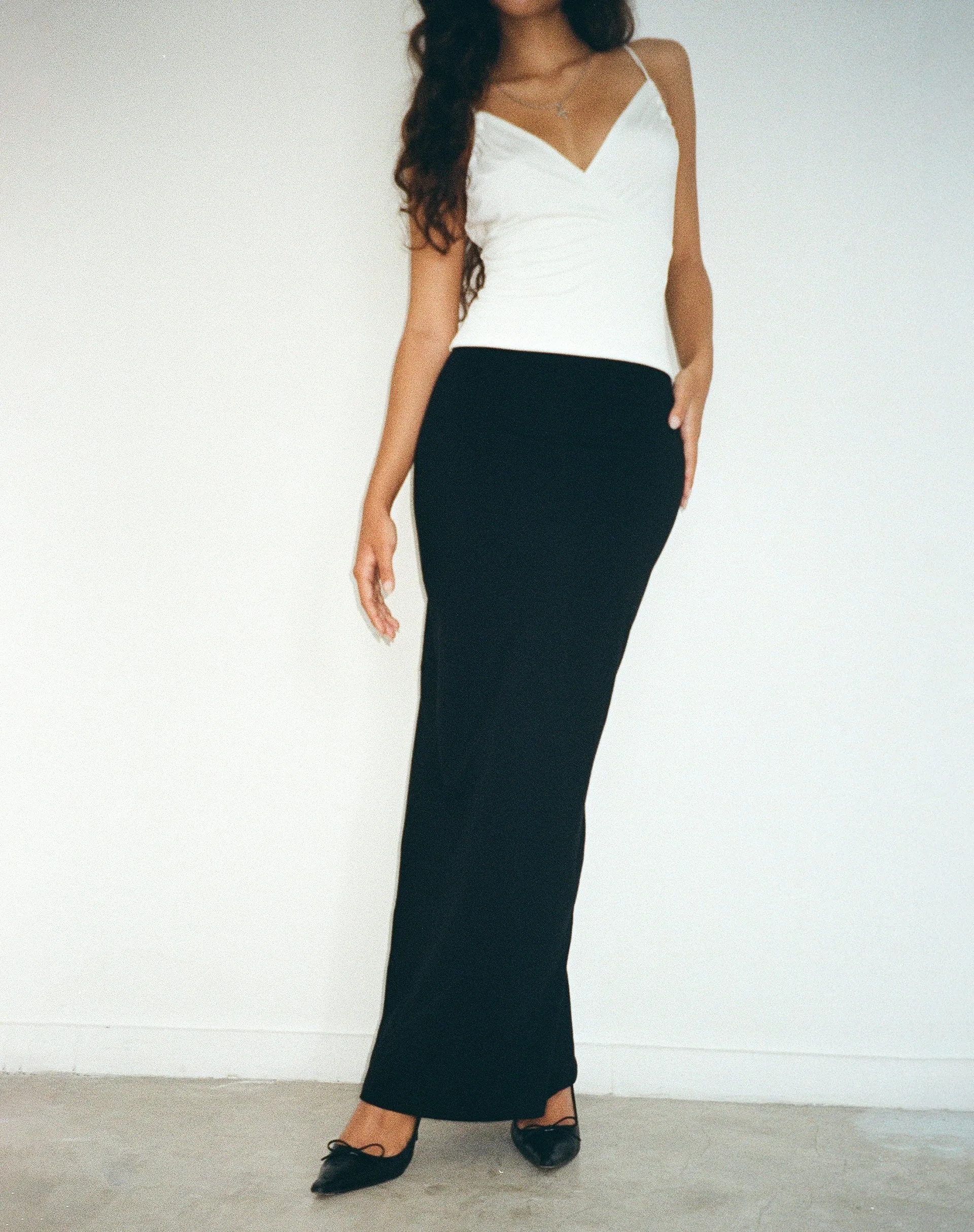 Tsuna Maxi Skirt in Black sold by Motel Rocks