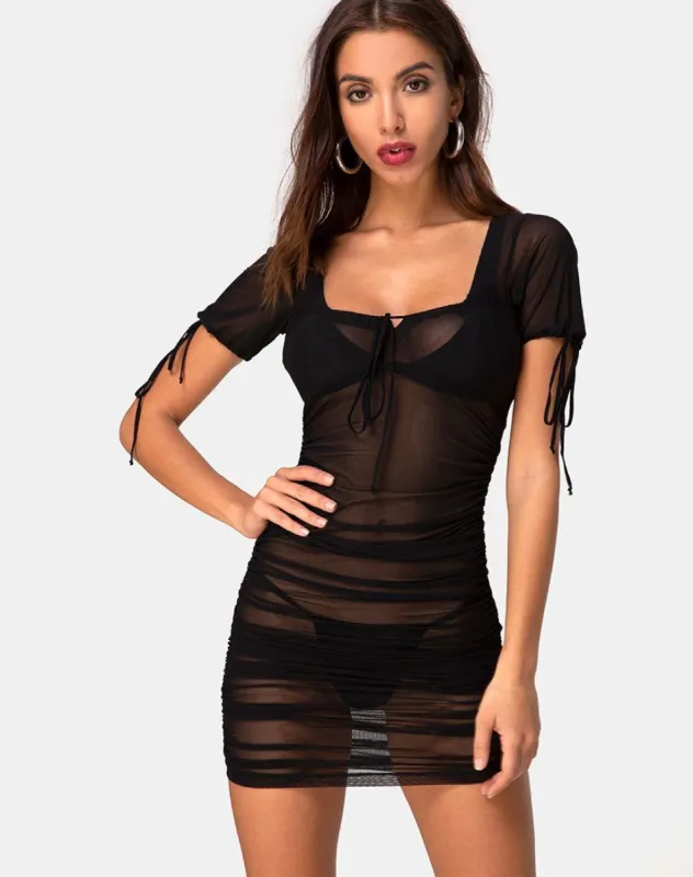 Galia Dress in Net Black sold by Motel Rocks