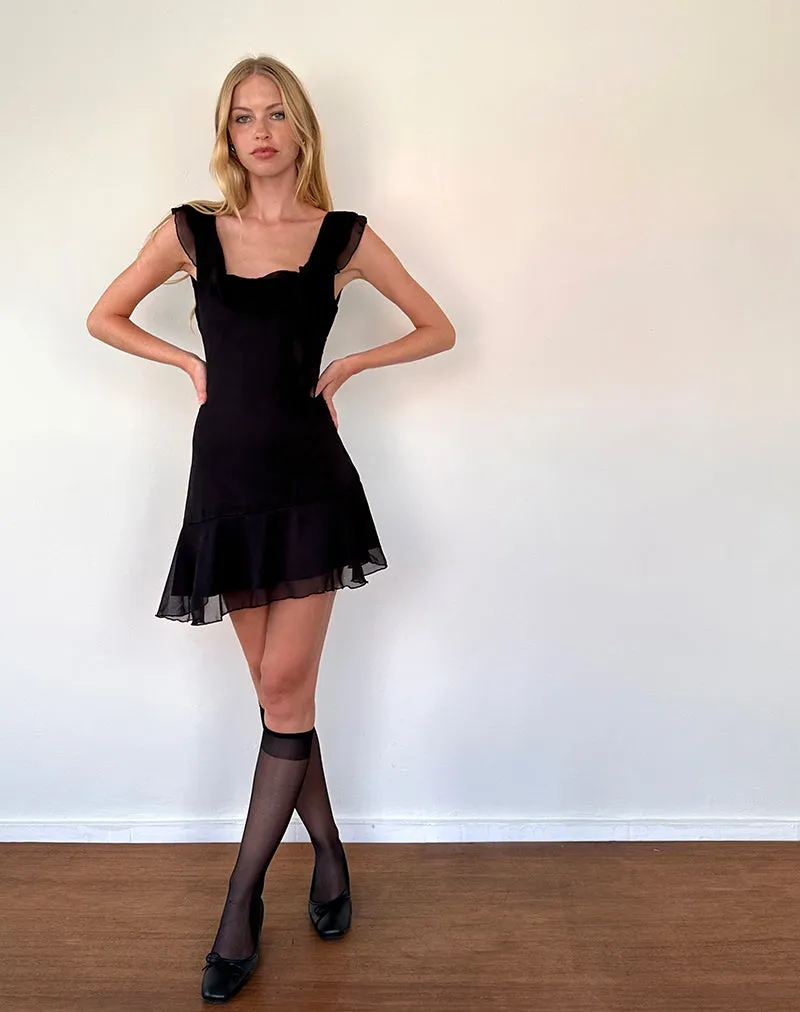 Binita Mini Dress in Chiffon Black sold by Motel Rocks product image thumbnail 2