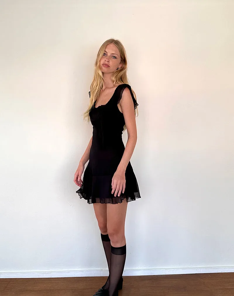 Binita Mini Dress in Chiffon Black sold by Motel Rocks product image thumbnail 3