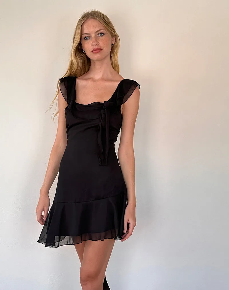 Binita Mini Dress in Chiffon Black sold by Motel Rocks product image thumbnail 5