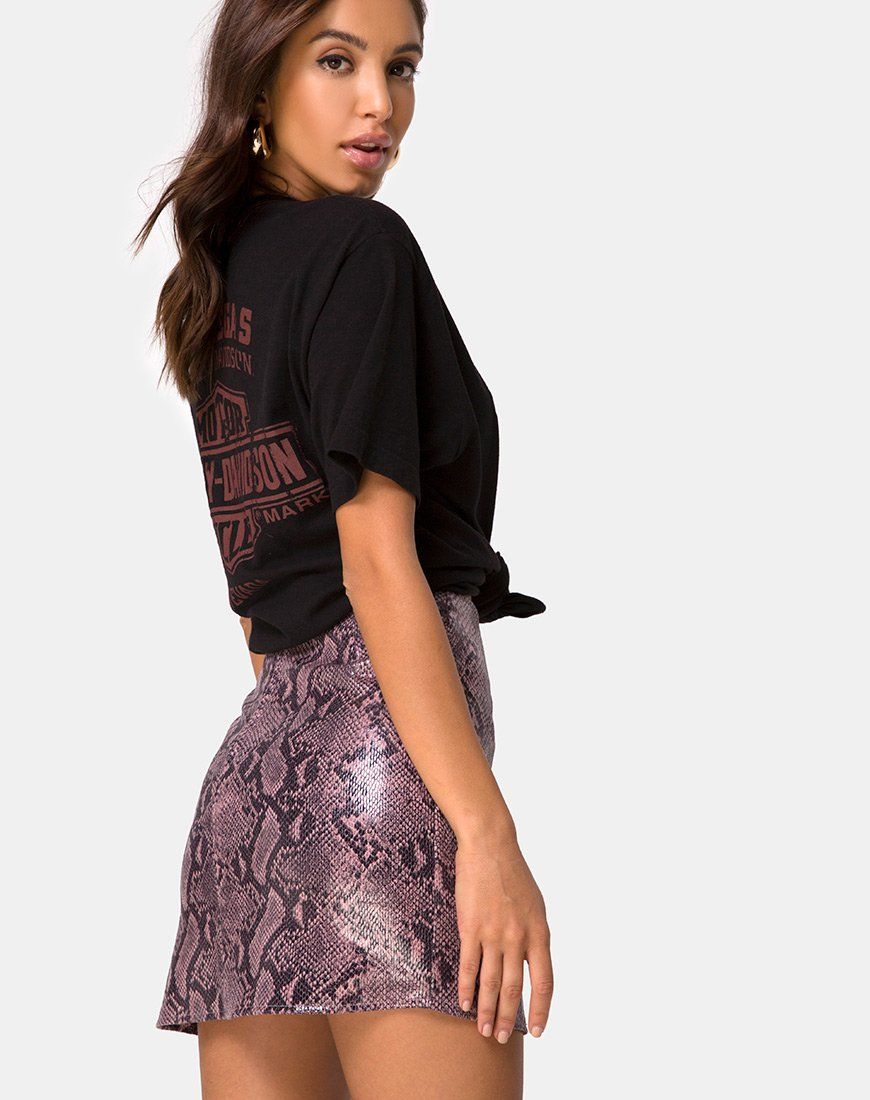 Pelmo Mini Skirt in Snake Mauve sold by Motel Rocks product image thumbnail 2