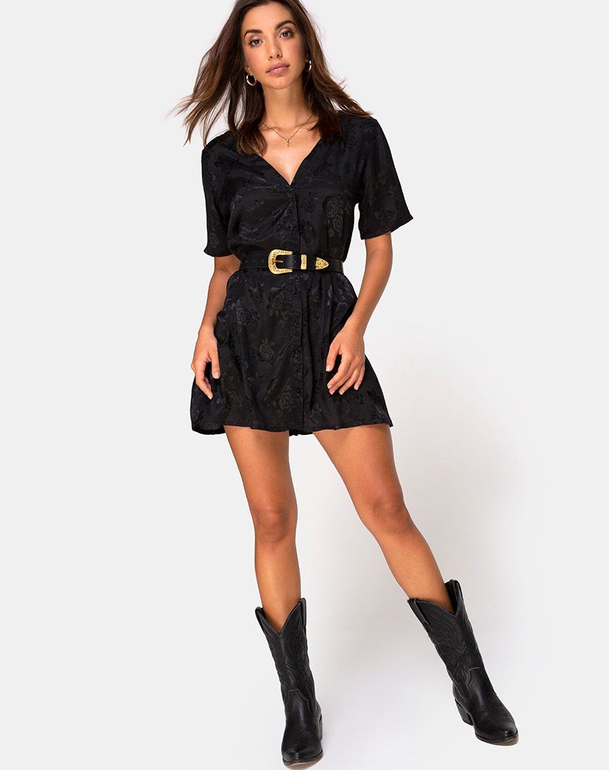 Crosena Dress in Satin Rose Black sold by Motel Rocks product image thumbnail 3