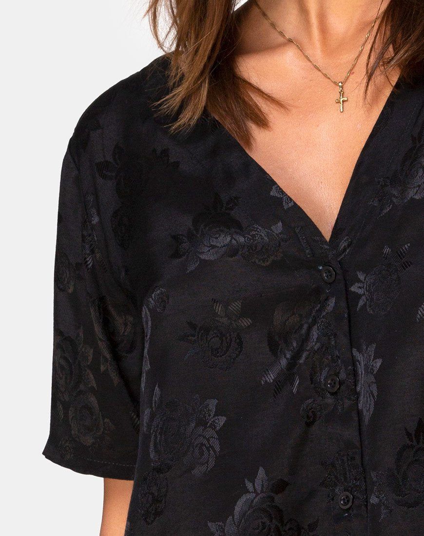 Crosena Dress in Satin Rose Black sold by Motel Rocks product image thumbnail 5