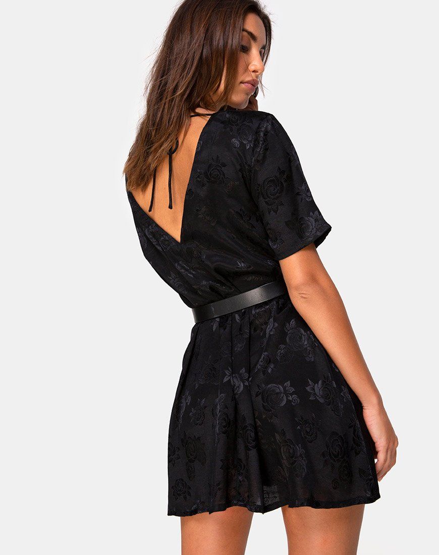 Crosena Dress in Satin Rose Black sold by Motel Rocks product image thumbnail 2