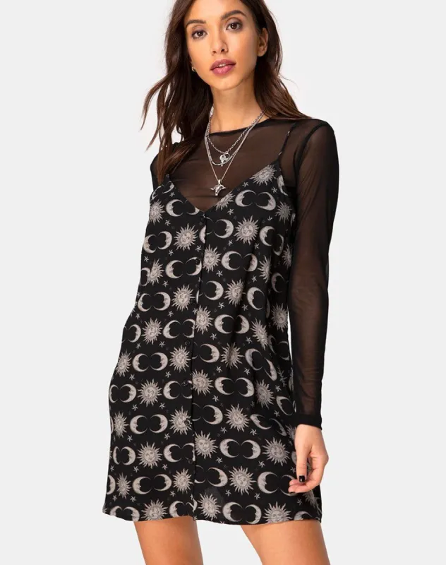 Sanna Slip Dress in Moonlight Black sold by Motel Rocks