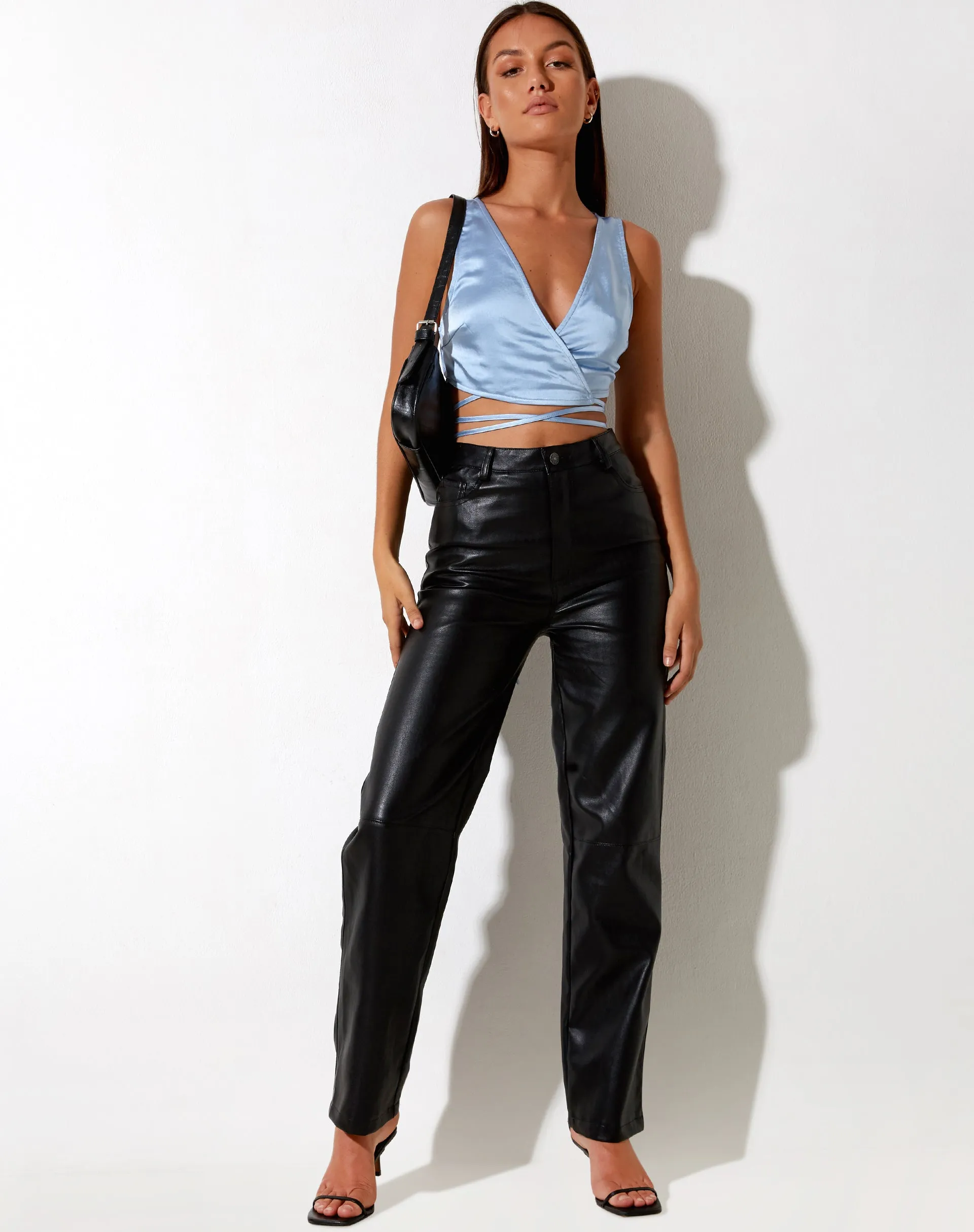 Liliah Crop Top in Satin Daylight Blue sold by Motel Rocks product image thumbnail 3