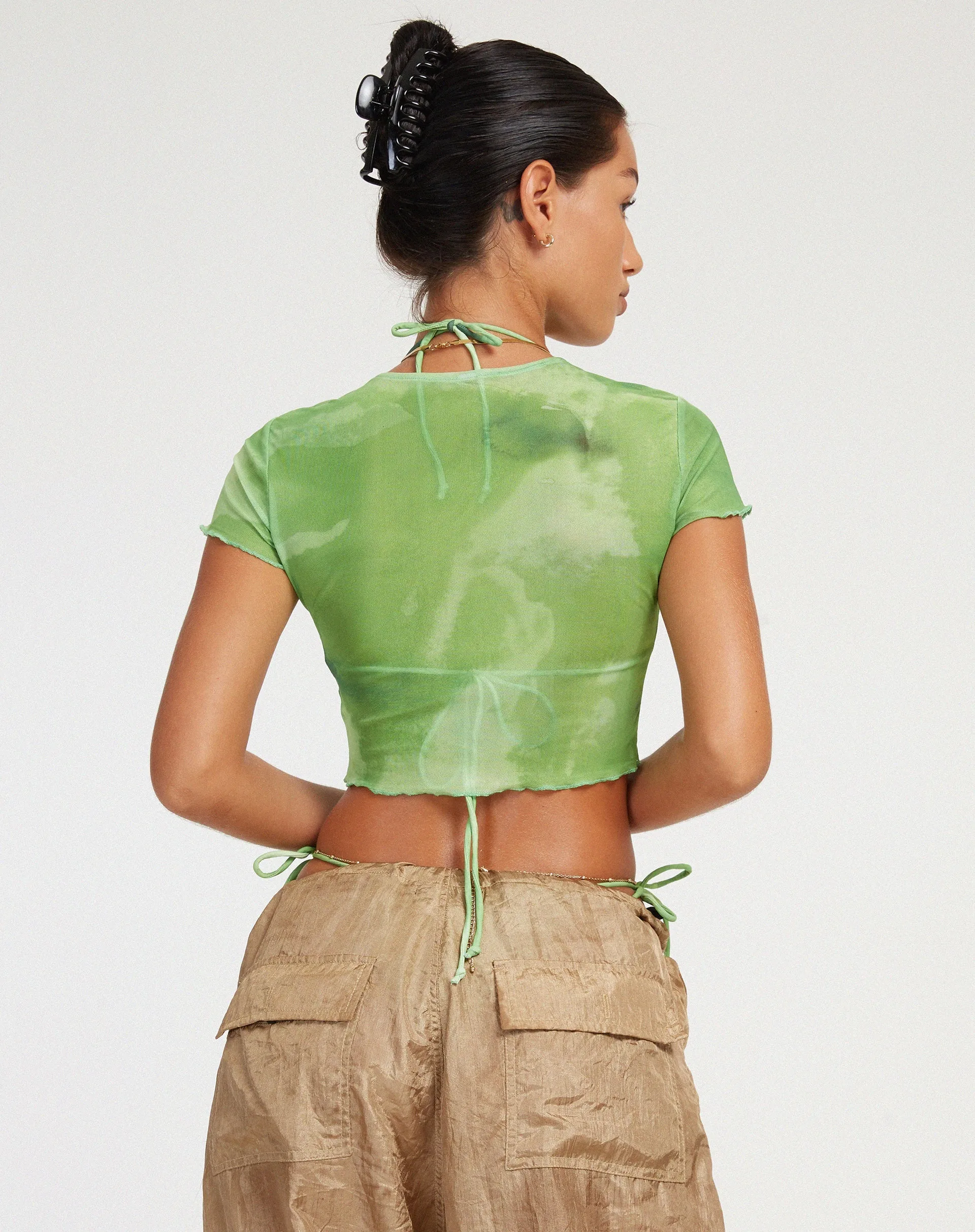 Tiney Crop Top in Watercolour Green sold by Motel Rocks product image thumbnail 4