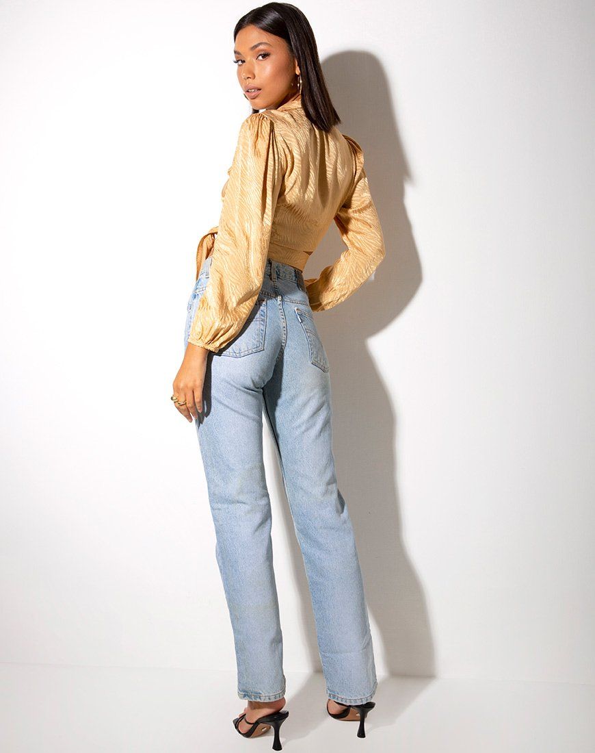 Briza Crop Top in Satin Zebra Caramel sold by Motel Rocks product image thumbnail 4