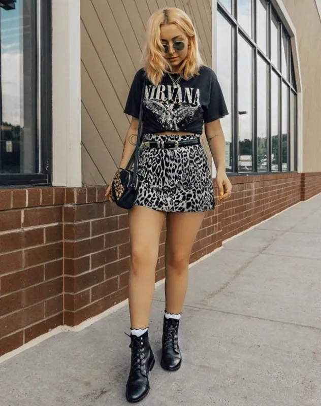 Sheny Mini Skirt in Leopard Grey sold by Motel Rocks