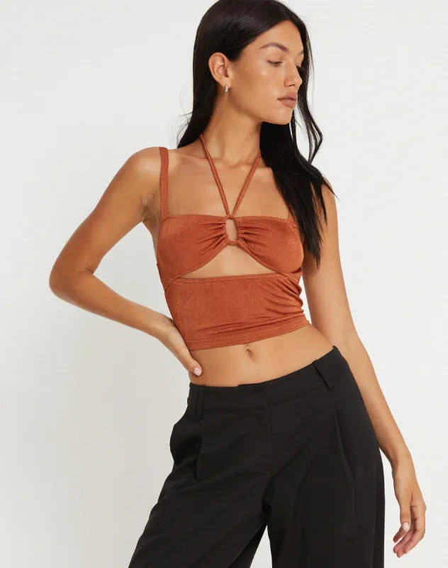 Neetu Crop Top in Chocolate sold by Motel Rocks