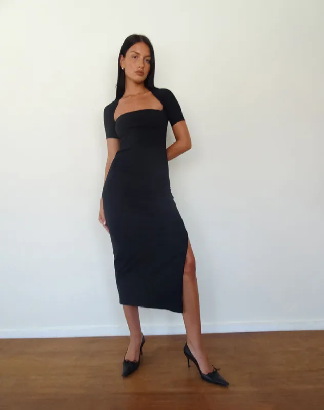 Quala Midi Dress in Black sold by Motel Rocks