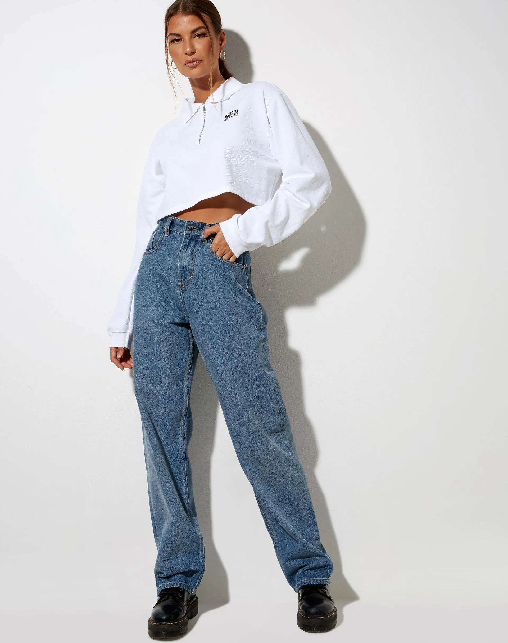 Gandi Crop Top in White with Motel Work Clothing Label sold by Motel Rocks product image thumbnail 4