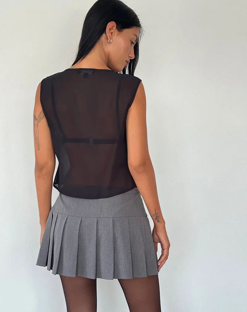 Kayve Tie Front Top in Chiffon Black sold by Motel Rocks product image thumbnail 5