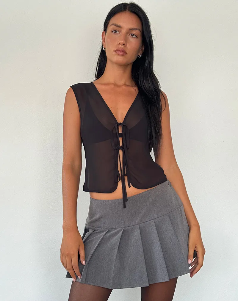 Kayve Tie Front Top in Chiffon Black sold by Motel Rocks product image thumbnail 2