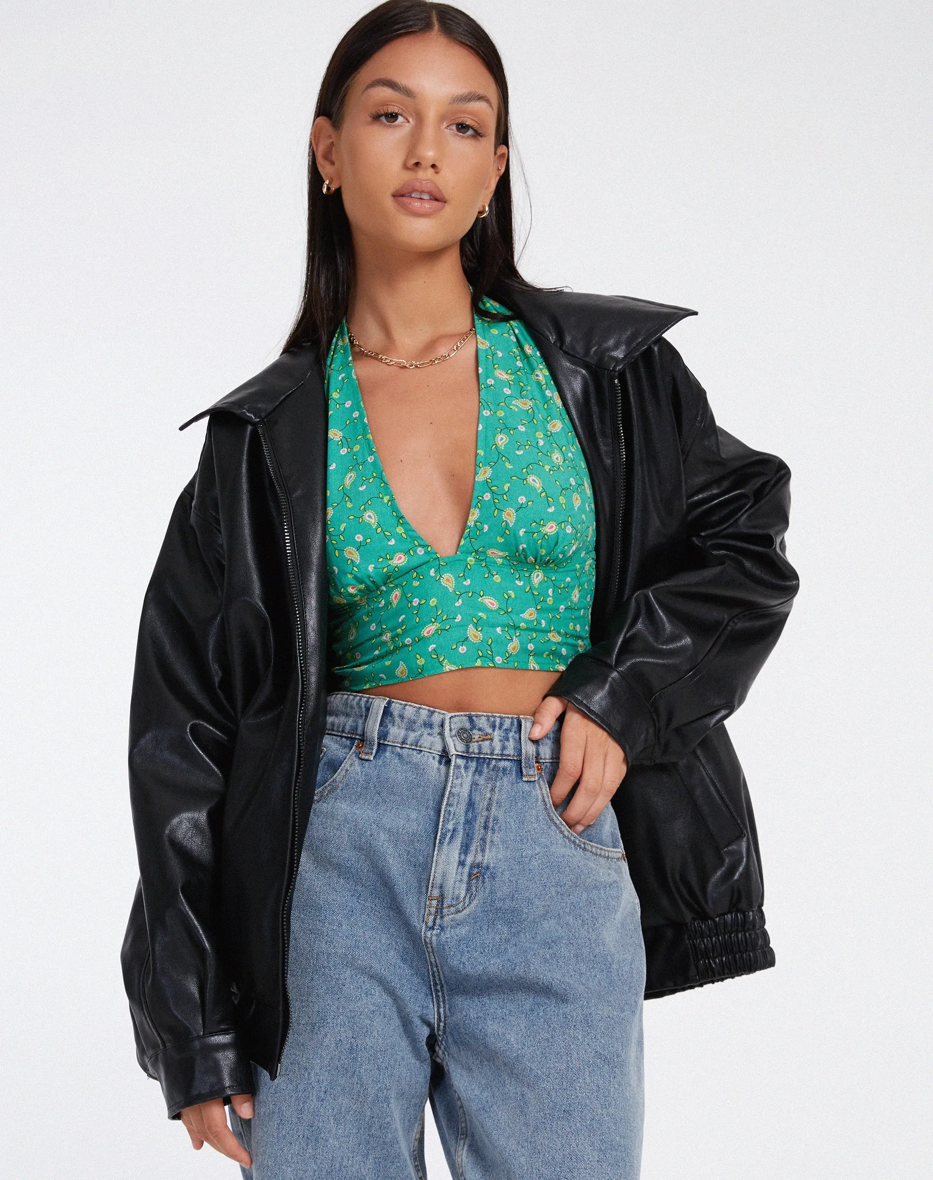 Nanda Crop Top in Paisley Fun Green sold by Motel Rocks product image thumbnail 4