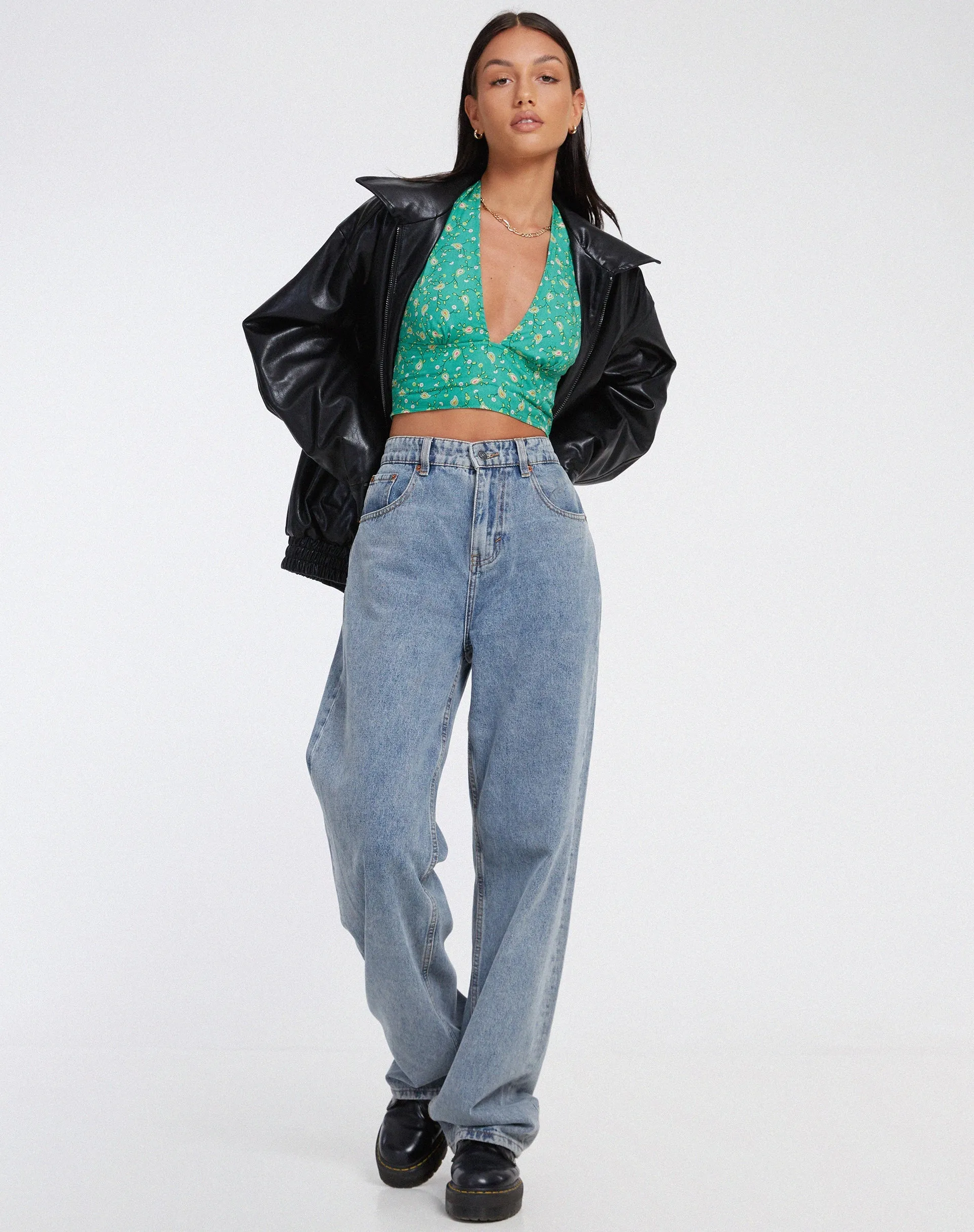 Nanda Crop Top in Paisley Fun Green sold by Motel Rocks product image thumbnail 5