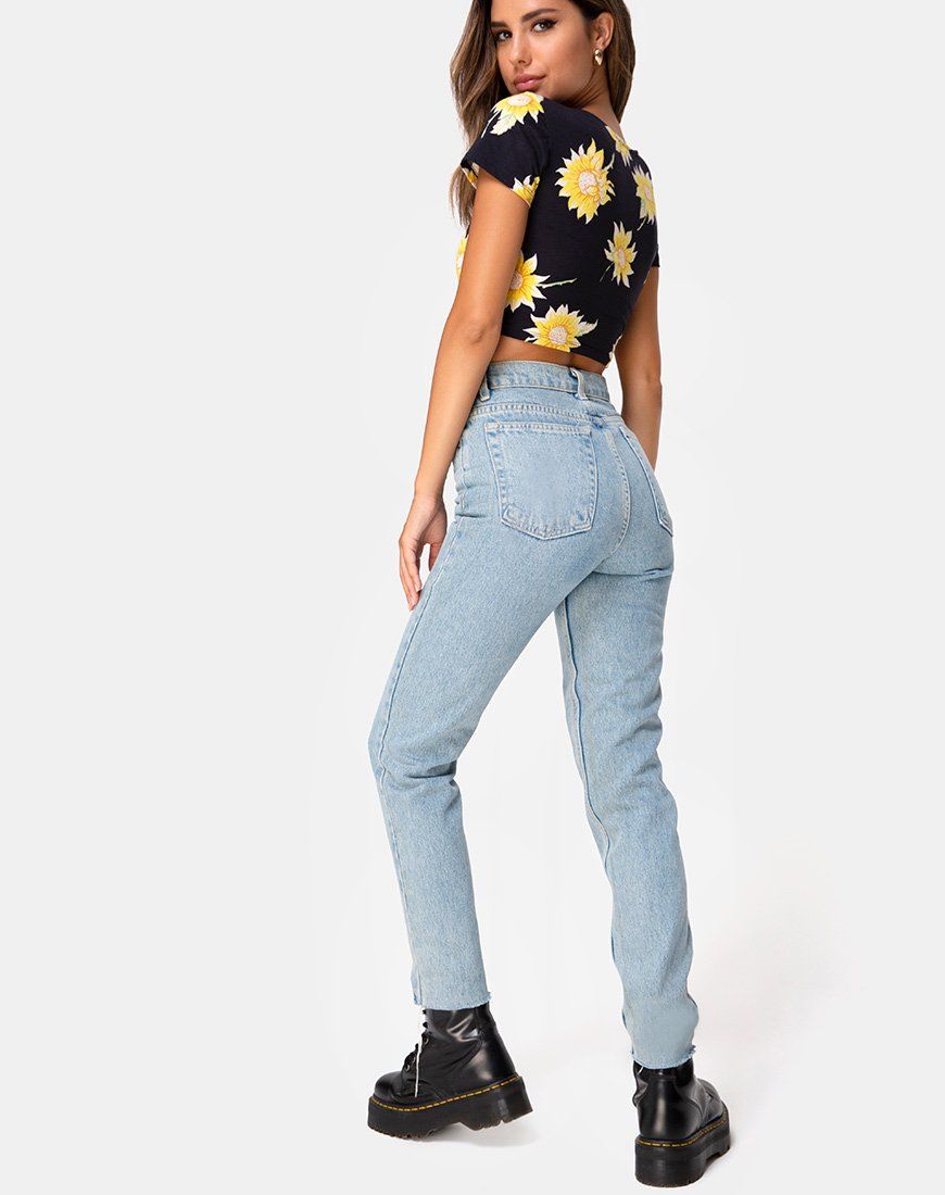 Tindy Crop Top in Sunny Days Black sold by Motel Rocks product image thumbnail 4