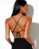 Baila Crop Top in Satin Black sold by Motel Rocks