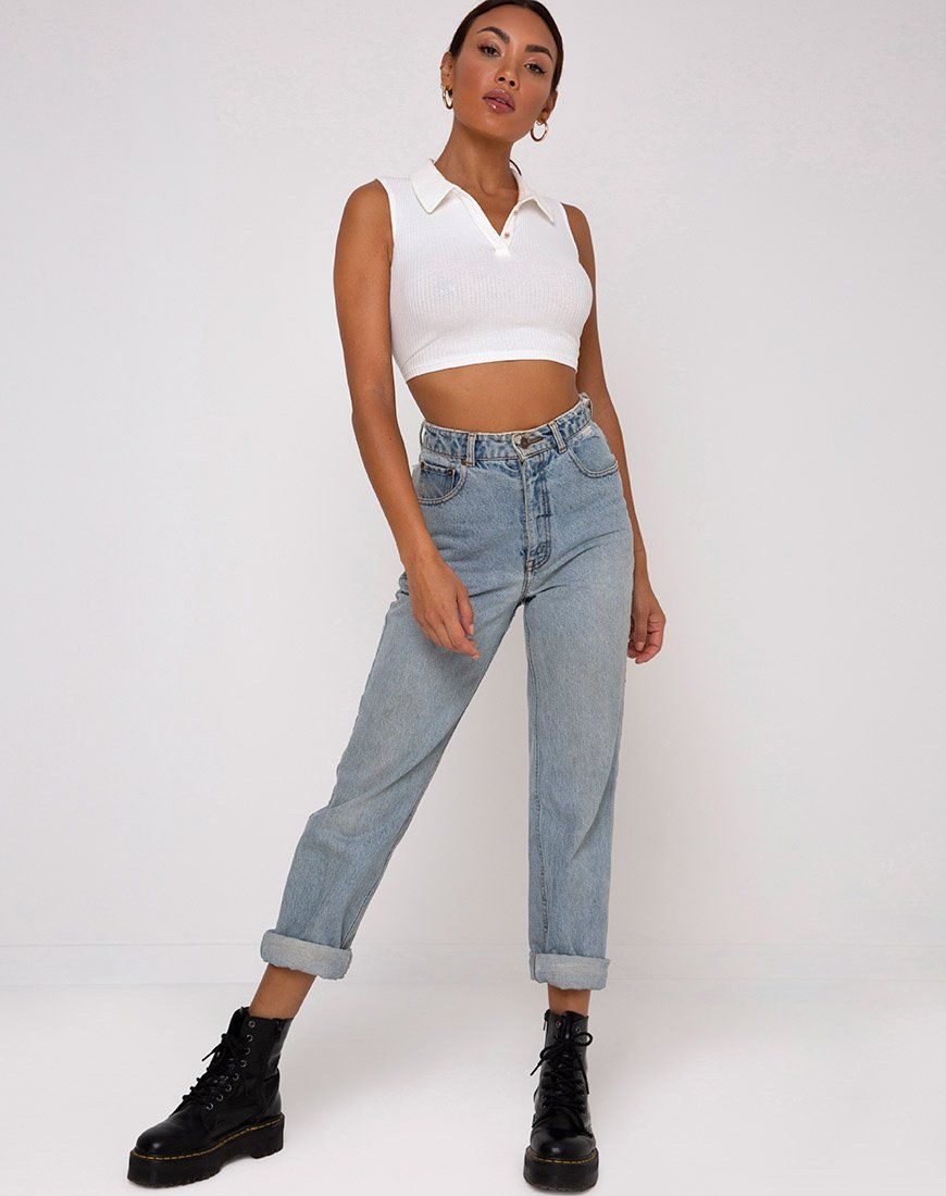 Guaco Crop Top in Rib Ivory sold by Motel Rocks product image thumbnail 4