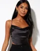 Baila Crop Top in Satin Black sold by Motel Rocks