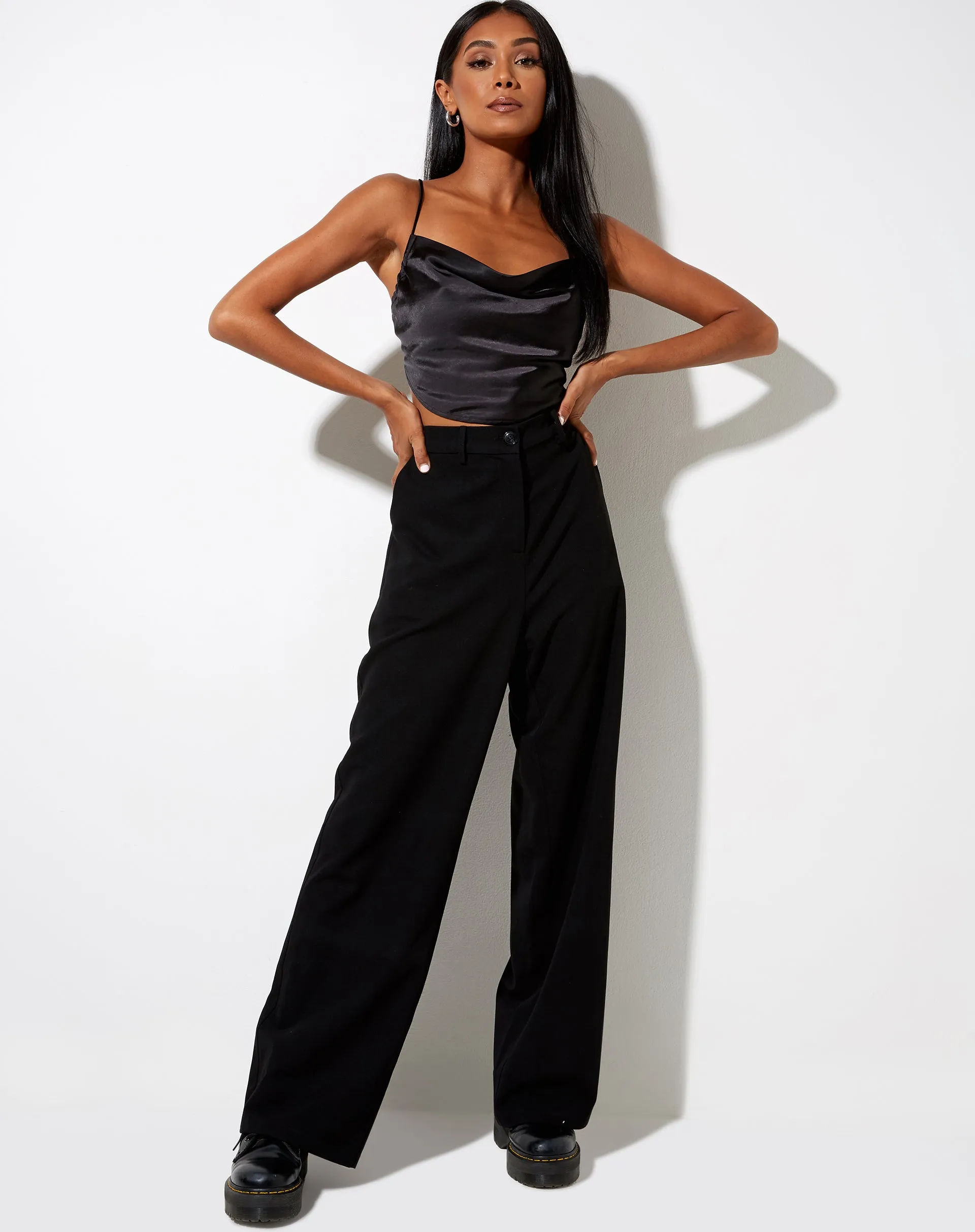 Baila Crop Top in Satin Black sold by Motel Rocks product image thumbnail 4