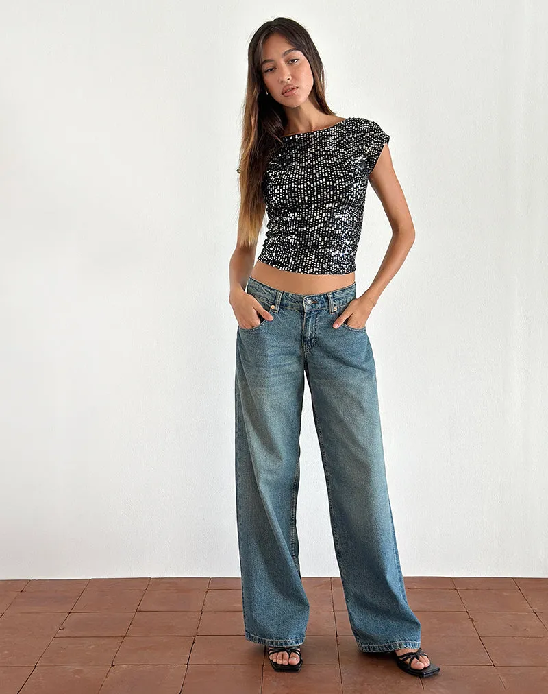 Erika Backless Top in Black Gauzy Sequin sold by Motel Rocks product image thumbnail 3