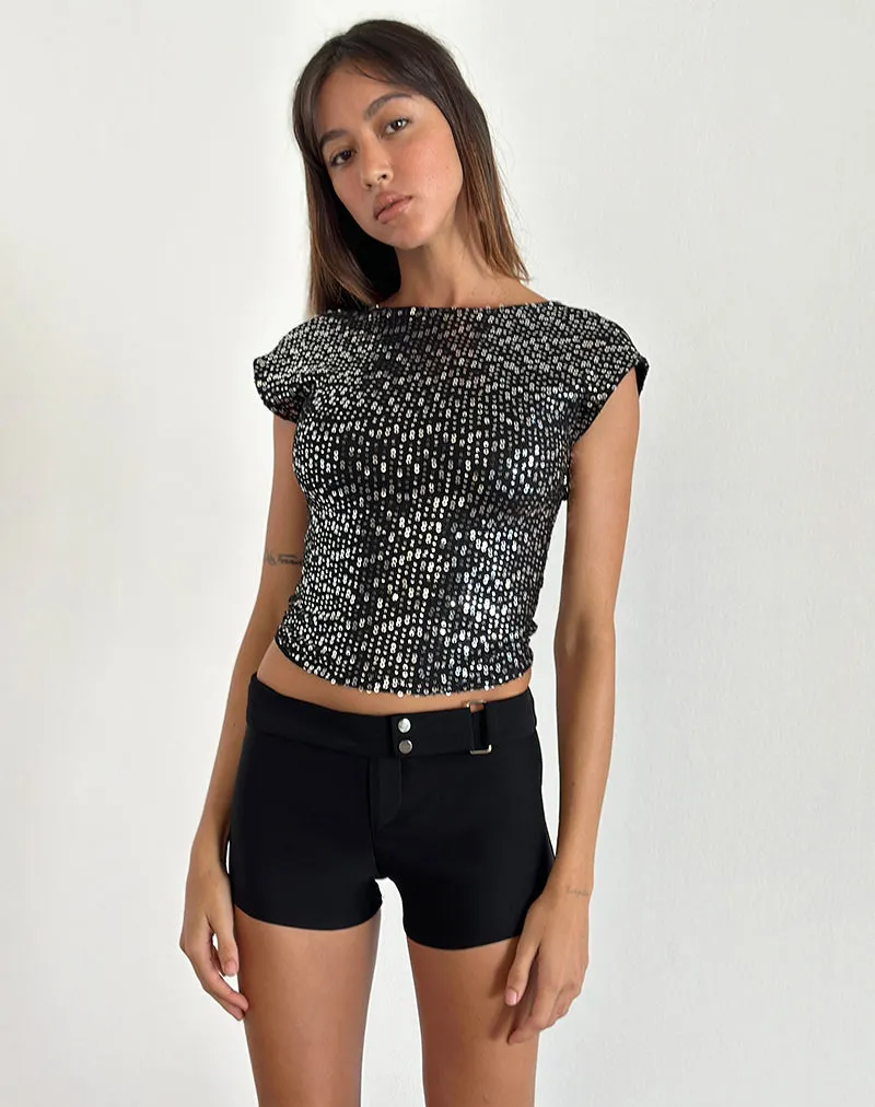 Erika Backless Top in Black Gauzy Sequin sold by Motel Rocks product image thumbnail 5